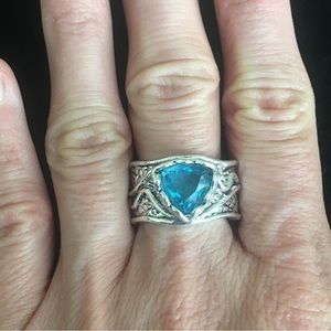 Bohemian Vintage Style Clear Blue Gemstone Fashion Ring